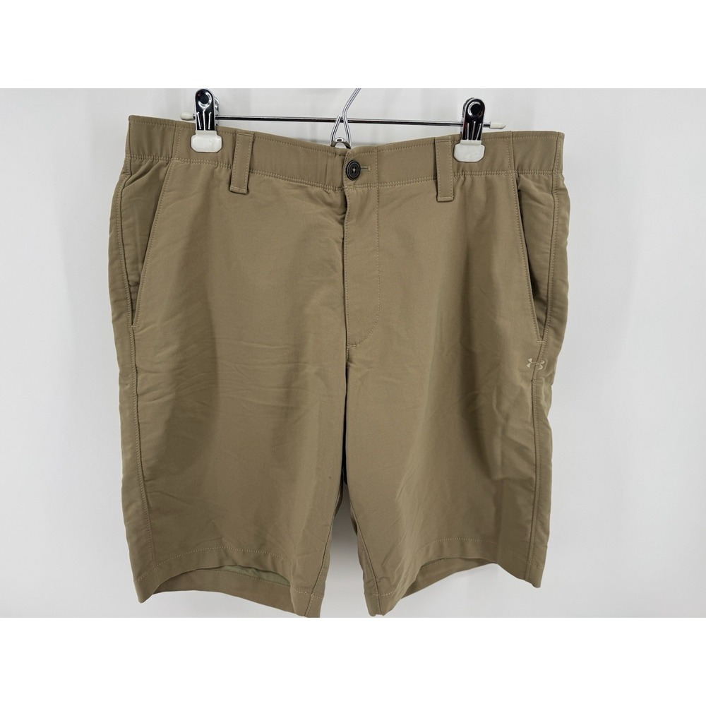 Under Armour HeatGear Loose Mens Tan Khaki Golf Performance Shorts Size 36